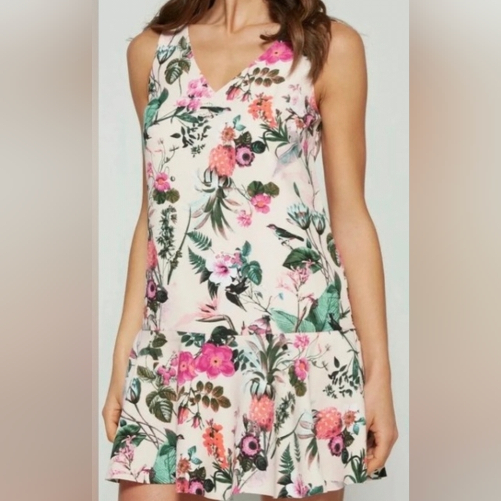 Banana Republic Pink and Green Floral Mini Dress